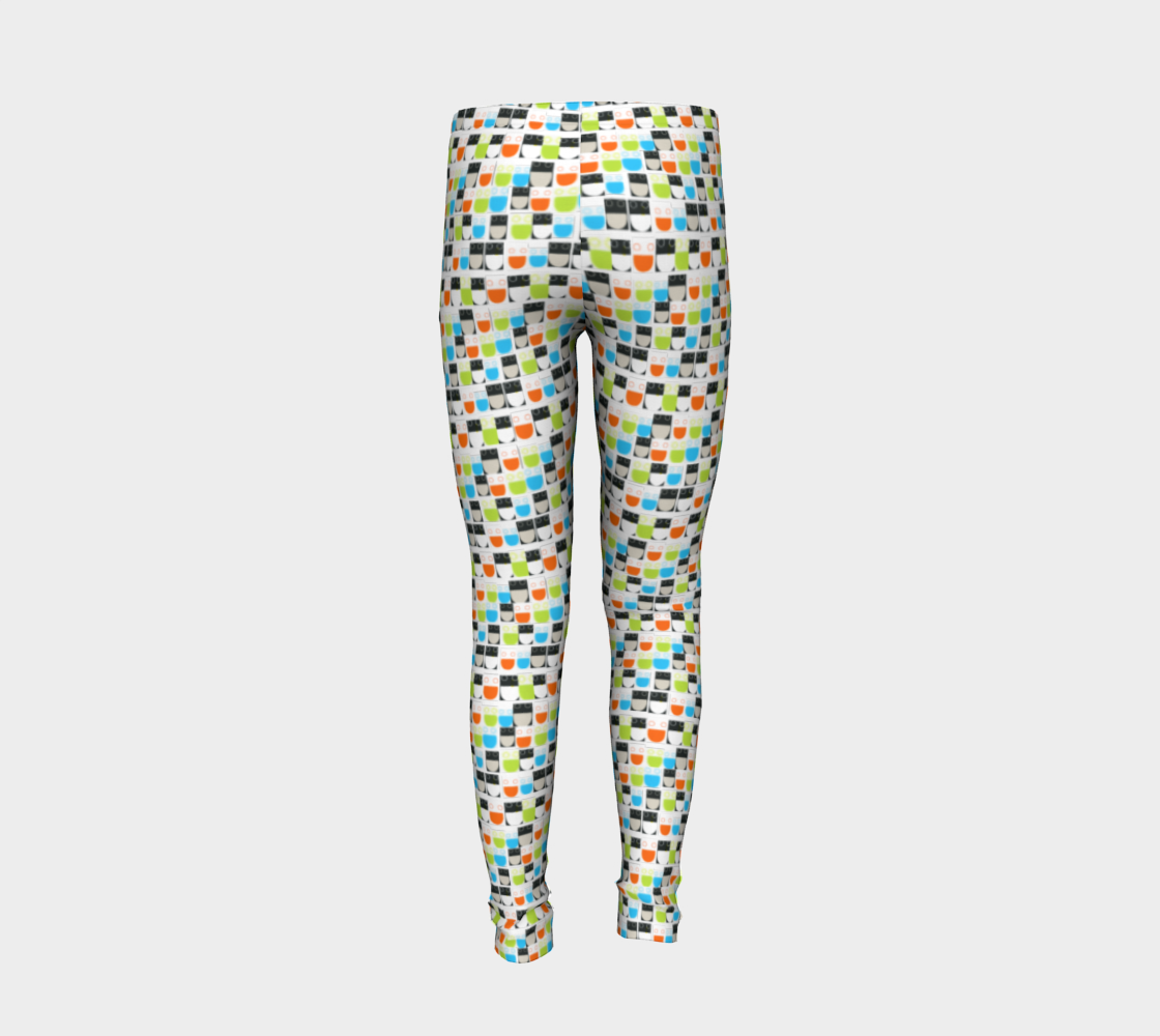 Monochrome Neon Seamless Pattern Smiley Face Leggings