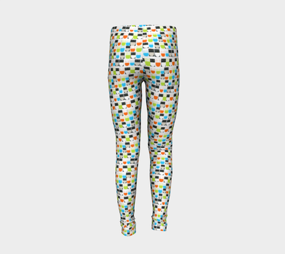 Monochrome Neon Seamless Pattern Smiley Face Leggings