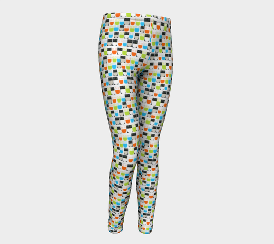 Monochrome Neon Seamless Pattern Smiley Face Leggings