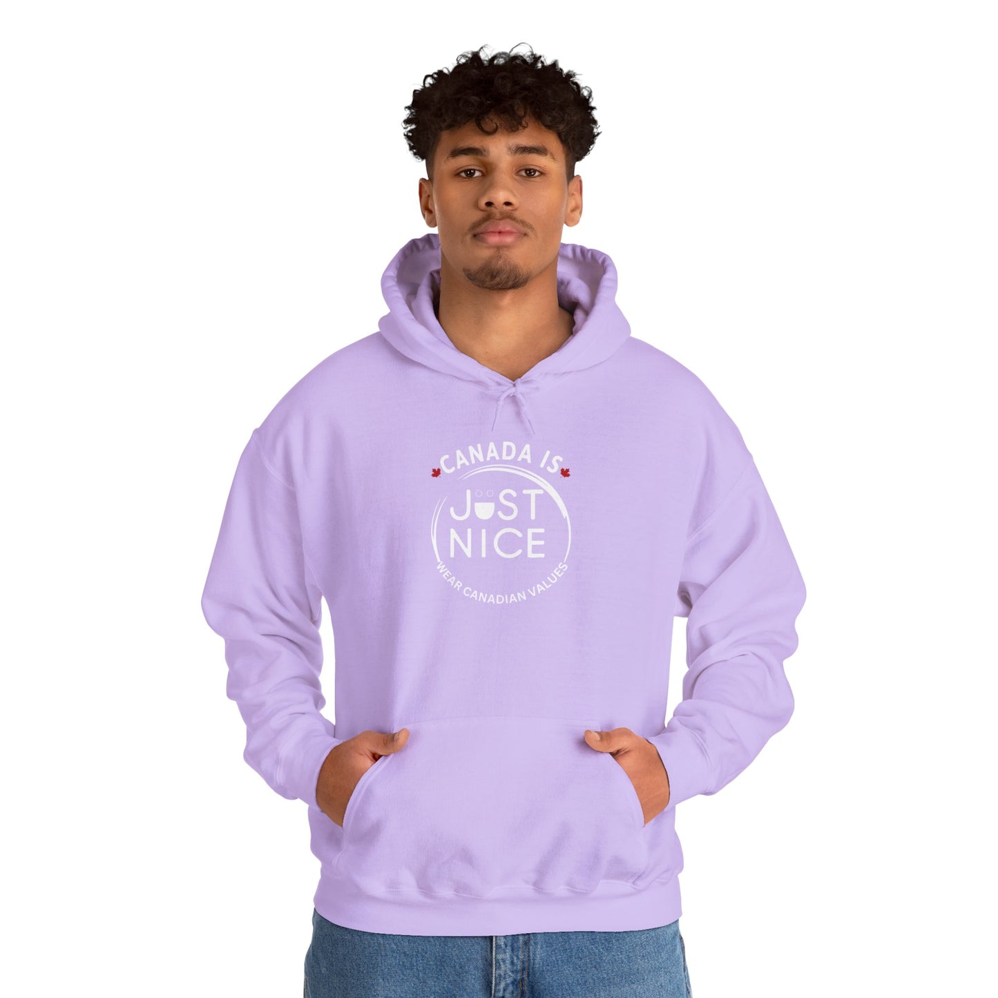 Canada Is Just Nice Hoodie - Unisex Heavy Blend™ Sweatshirt with Maple Leaf Design