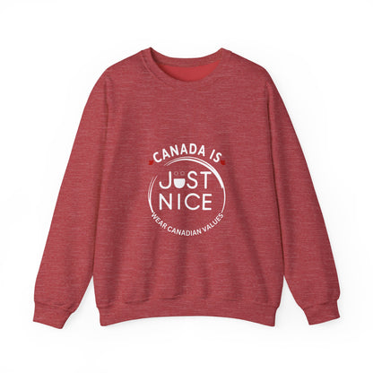 Canada Is Just Nice Crewneck Sweatshirt - Cozy Unisex Sweater for Home & Outdoor