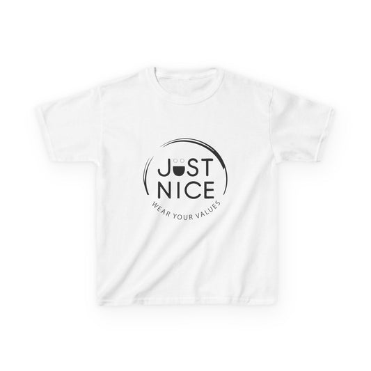 Kids Graphic Tee, Just Nice Cotton T-Shirt, Everyday Casual Wear, Perfect for Birthdays, Fun Gift for Kids, Playful Style