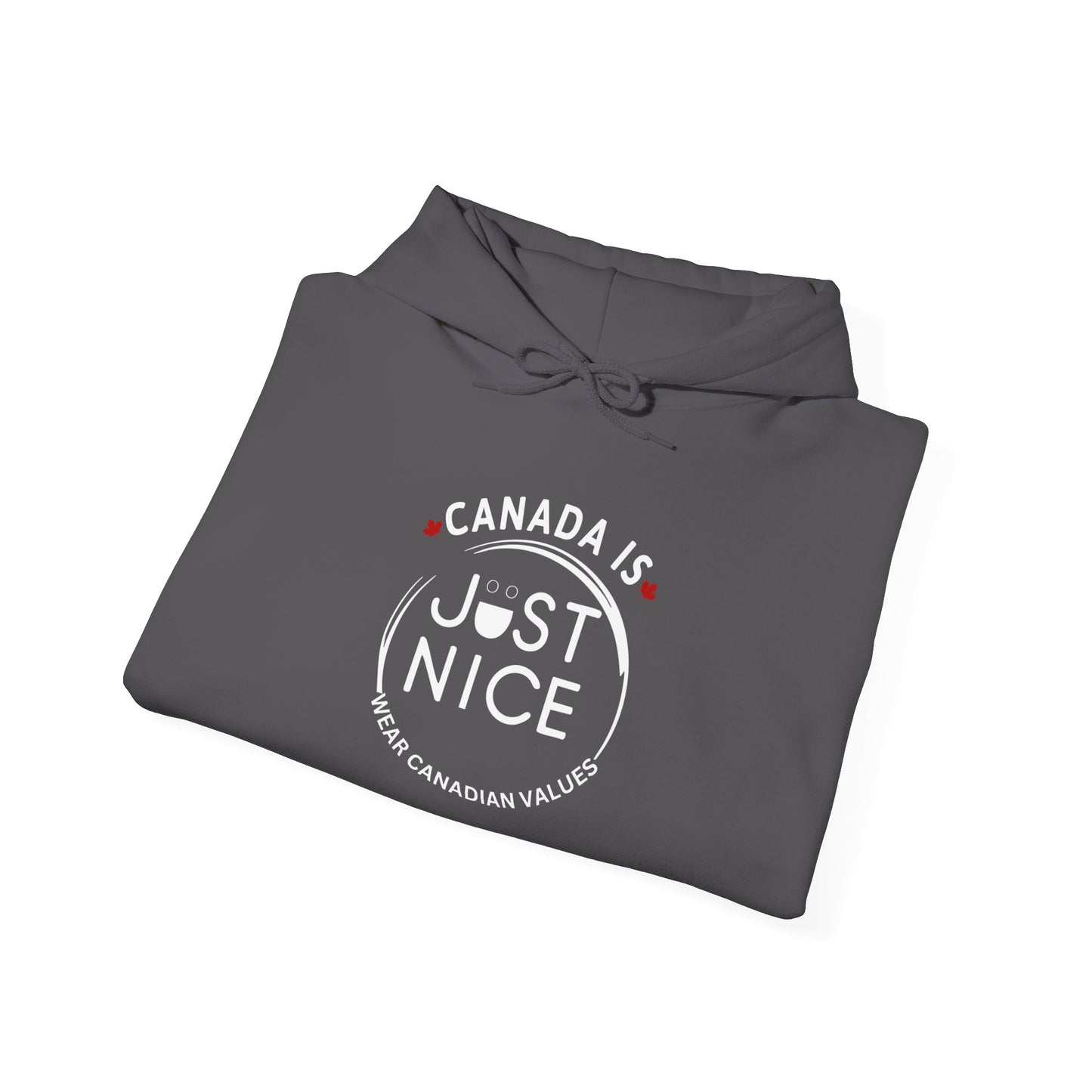 Canada Is Just Nice Hoodie - Unisex Heavy Blend™ Sweatshirt with Maple Leaf Design