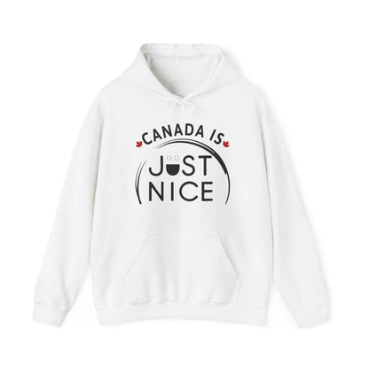 Cozy Canada Sweatshirt | Just Nice Hoodie | Unisex Pullover for Canadians | Gift for Friends | Perfect for Winter & Travel