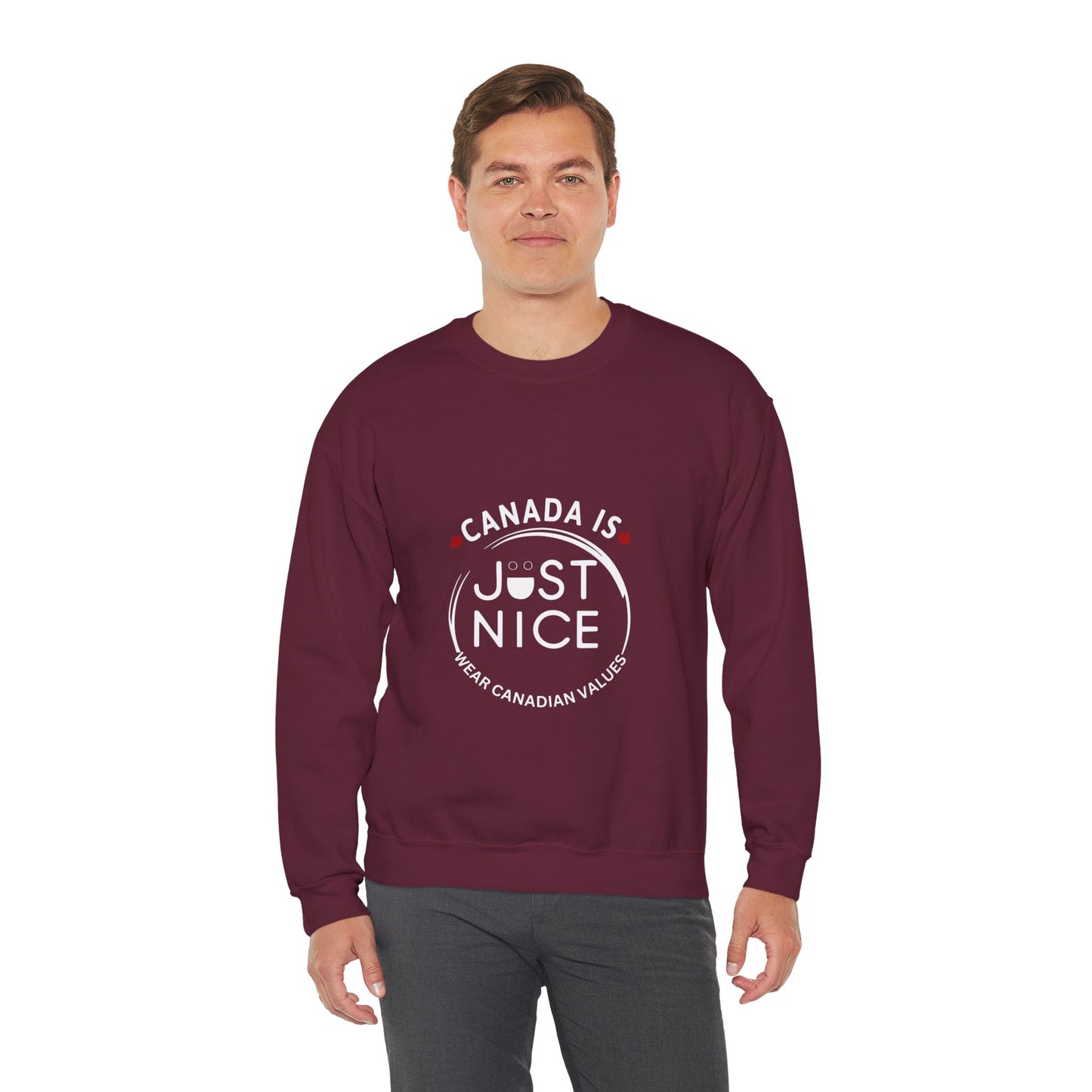 Canada Is Just Nice Crewneck Sweatshirt - Cozy Unisex Sweater for Home & Outdoor