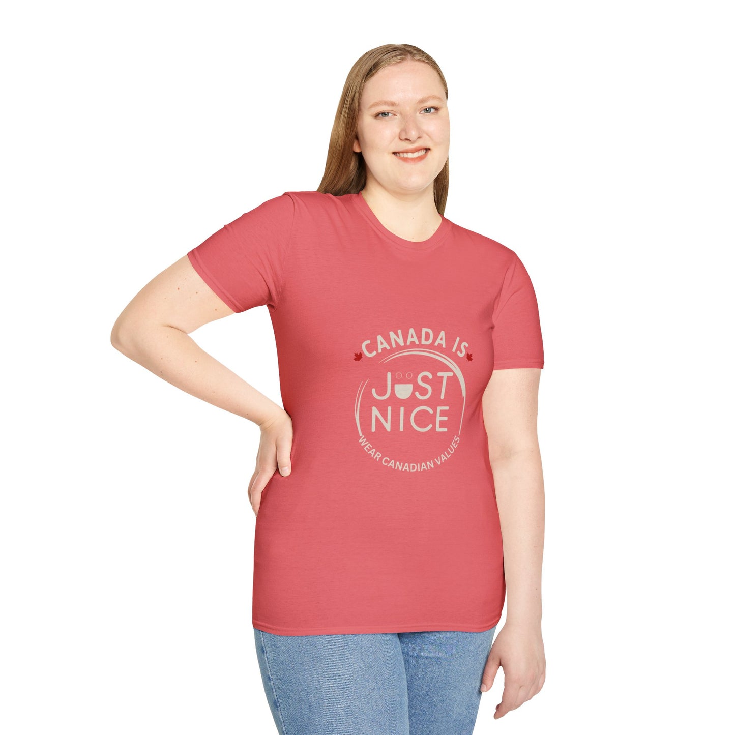 Unisex Softstyle T-Shirt - "Canada is Just Nice" Maple Leaf Design