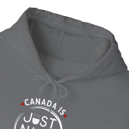 Canada Is Just Nice Hoodie - Unisex Heavy Blend™ Sweatshirt with Maple Leaf Design