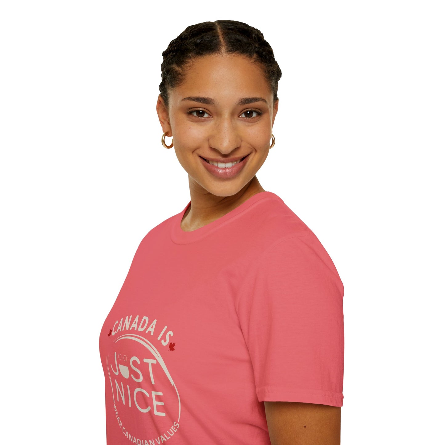 Unisex Softstyle T-Shirt - "Canada is Just Nice" Maple Leaf Design
