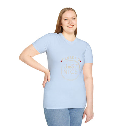 Unisex Softstyle T-Shirt - "Canada is Just Nice" Maple Leaf Design