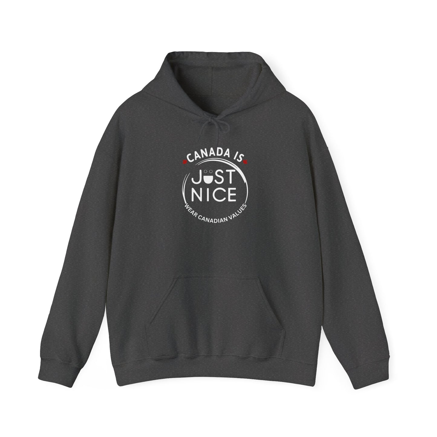 Canada Is Just Nice Hoodie - Unisex Heavy Blend™ Sweatshirt with Maple Leaf Design