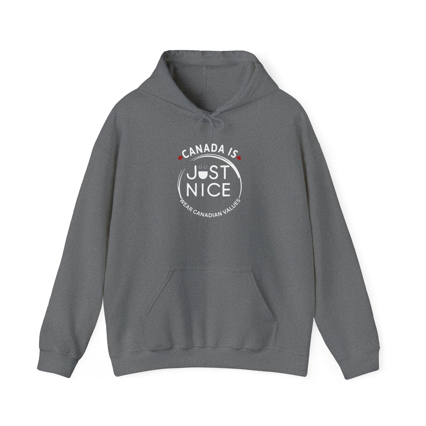 Canada Is Just Nice Hoodie - Unisex Heavy Blend™ Sweatshirt with Maple Leaf Design