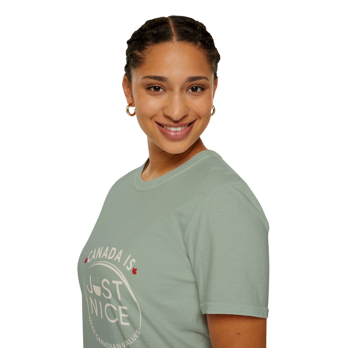 Unisex Softstyle T-Shirt - "Canada is Just Nice" Maple Leaf Design