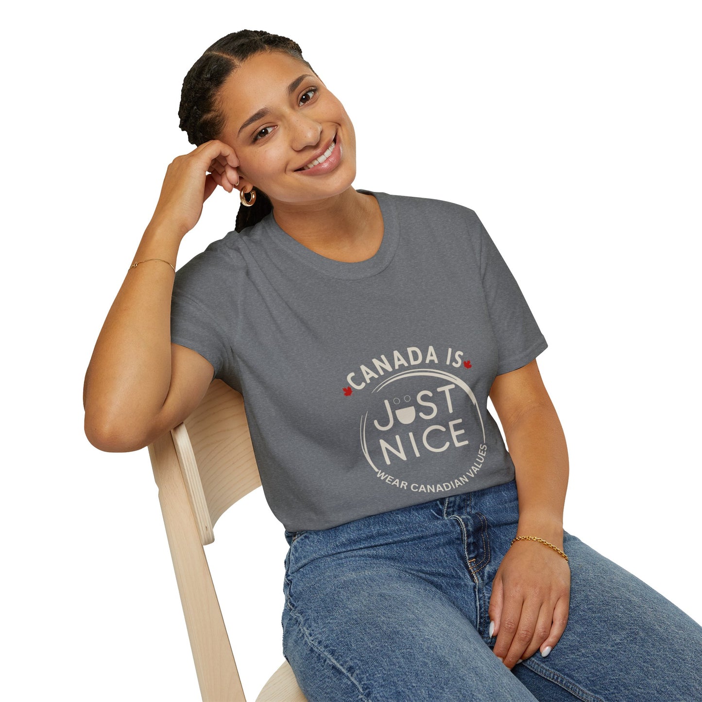 Unisex Softstyle T-Shirt - "Canada is Just Nice" Maple Leaf Design