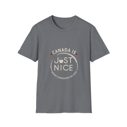 Unisex Softstyle T-Shirt - "Canada is Just Nice" Maple Leaf Design