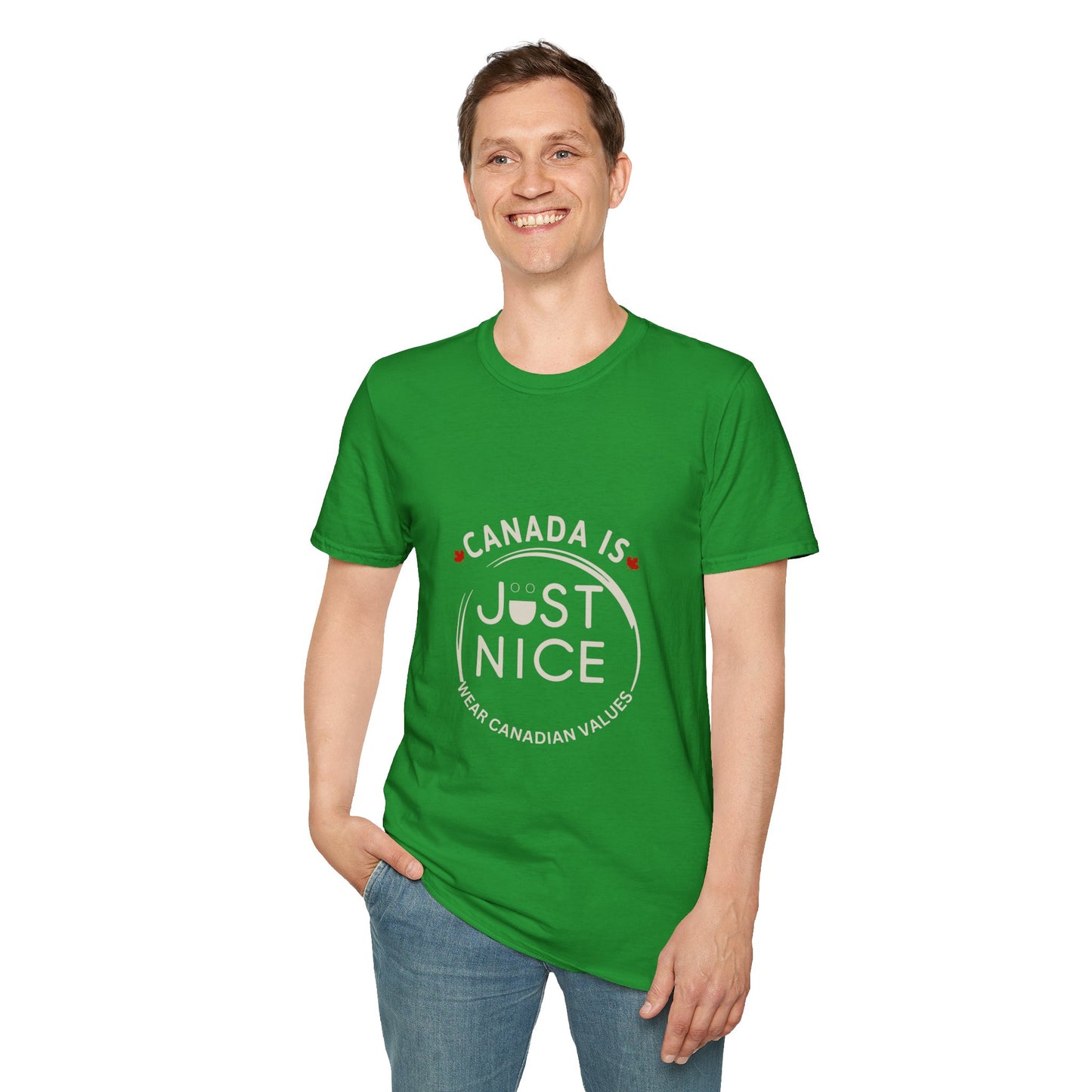 Unisex Softstyle T-Shirt - "Canada is Just Nice" Maple Leaf Design
