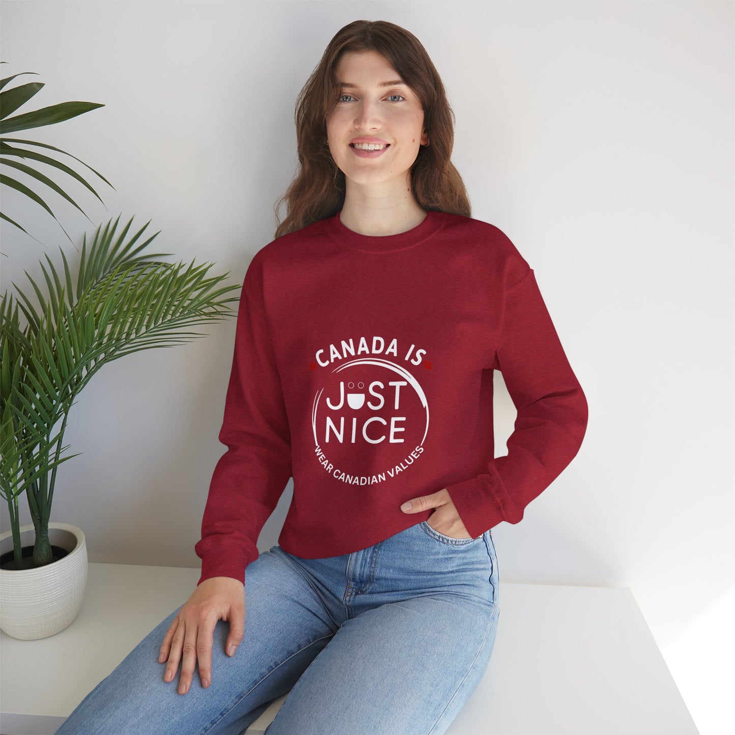 Canada Is Just Nice Crewneck Sweatshirt - Cozy Unisex Sweater for Home & Outdoor