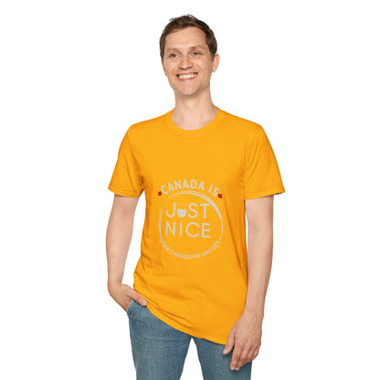 Unisex Softstyle T-Shirt - "Canada is Just Nice" Maple Leaf Design