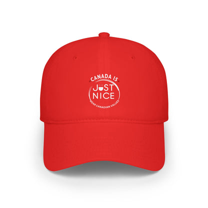 Stylish Low Profile Baseball Cap with 'Just Nice' Design, Casual Hat for Outdoor Lovers, Gift for Birthdays, Sports Cap, Trendy Headwear