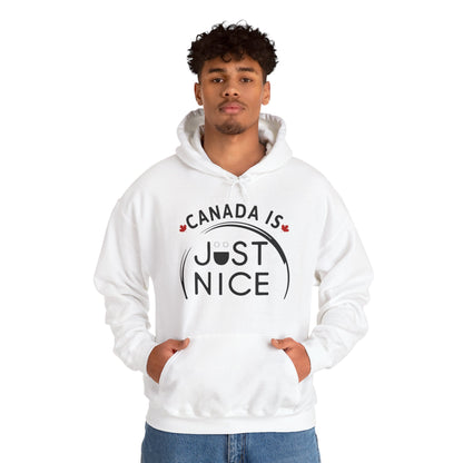 Cozy Canada Sweatshirt | Just Nice Hoodie | Unisex Pullover for Canadians | Gift for Friends | Perfect for Winter & Travel