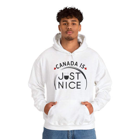 Cozy Canada Sweatshirt | Just Nice Hoodie | Unisex Pullover for Canadians | Gift for Friends | Perfect for Winter & Travel