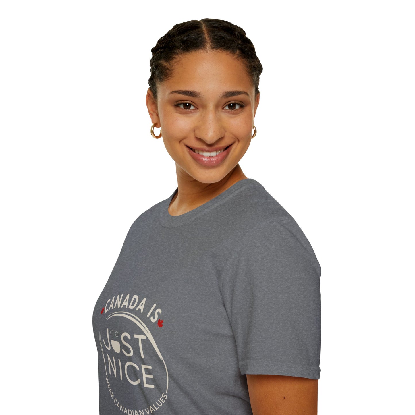 Unisex Softstyle T-Shirt - "Canada is Just Nice" Maple Leaf Design