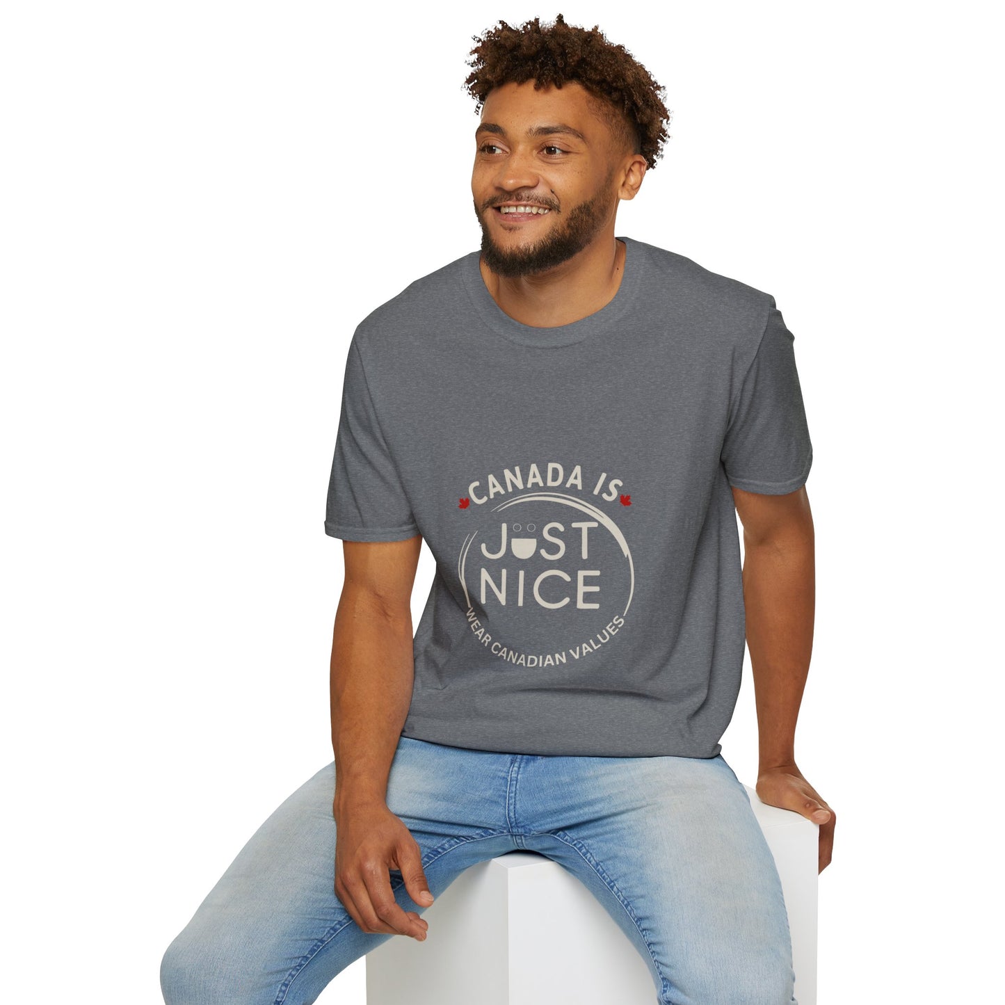 Unisex Softstyle T-Shirt - "Canada is Just Nice" Maple Leaf Design
