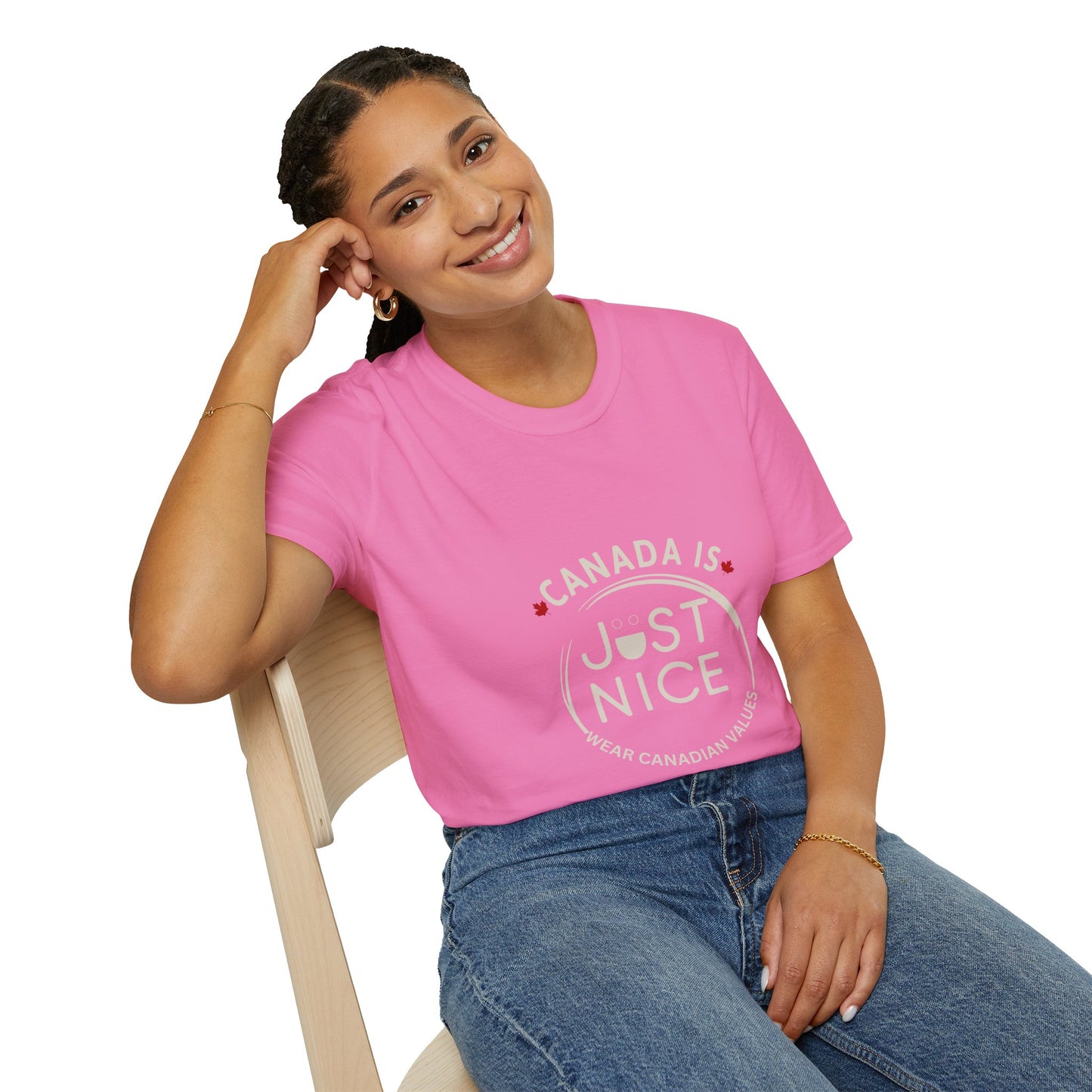 Unisex Softstyle T-Shirt - "Canada is Just Nice" Maple Leaf Design