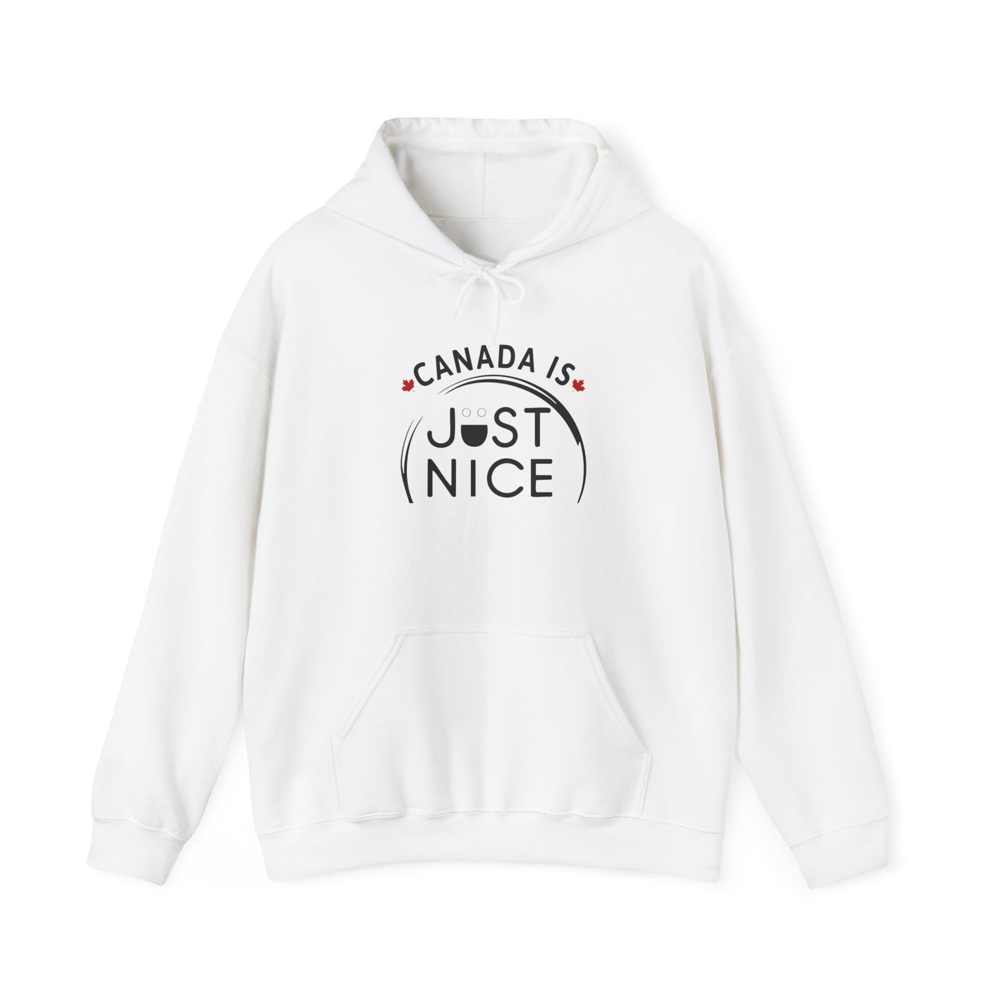 Canada Is Just Nice Hoodie - Unisex Heavy Blend™ Sweatshirt with Maple Leaf Design