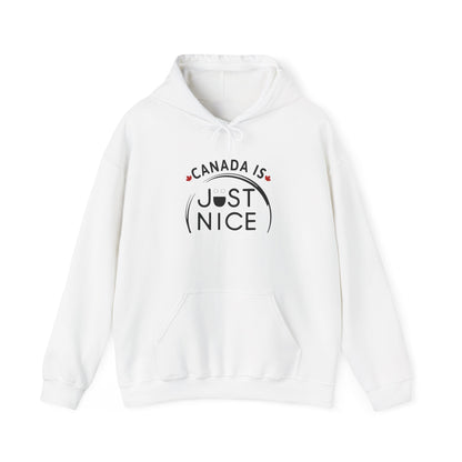 Canada Is Just Nice Hoodie - Unisex Heavy Blend™ Sweatshirt with Maple Leaf Design