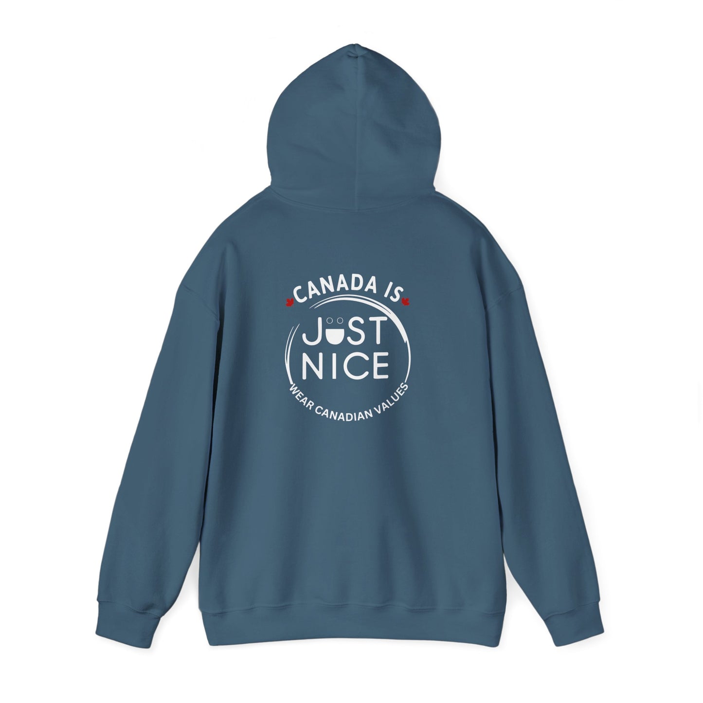 Canada Is Just Nice Hoodie - Unisex Heavy Blend™ Sweatshirt with Maple Leaf Design