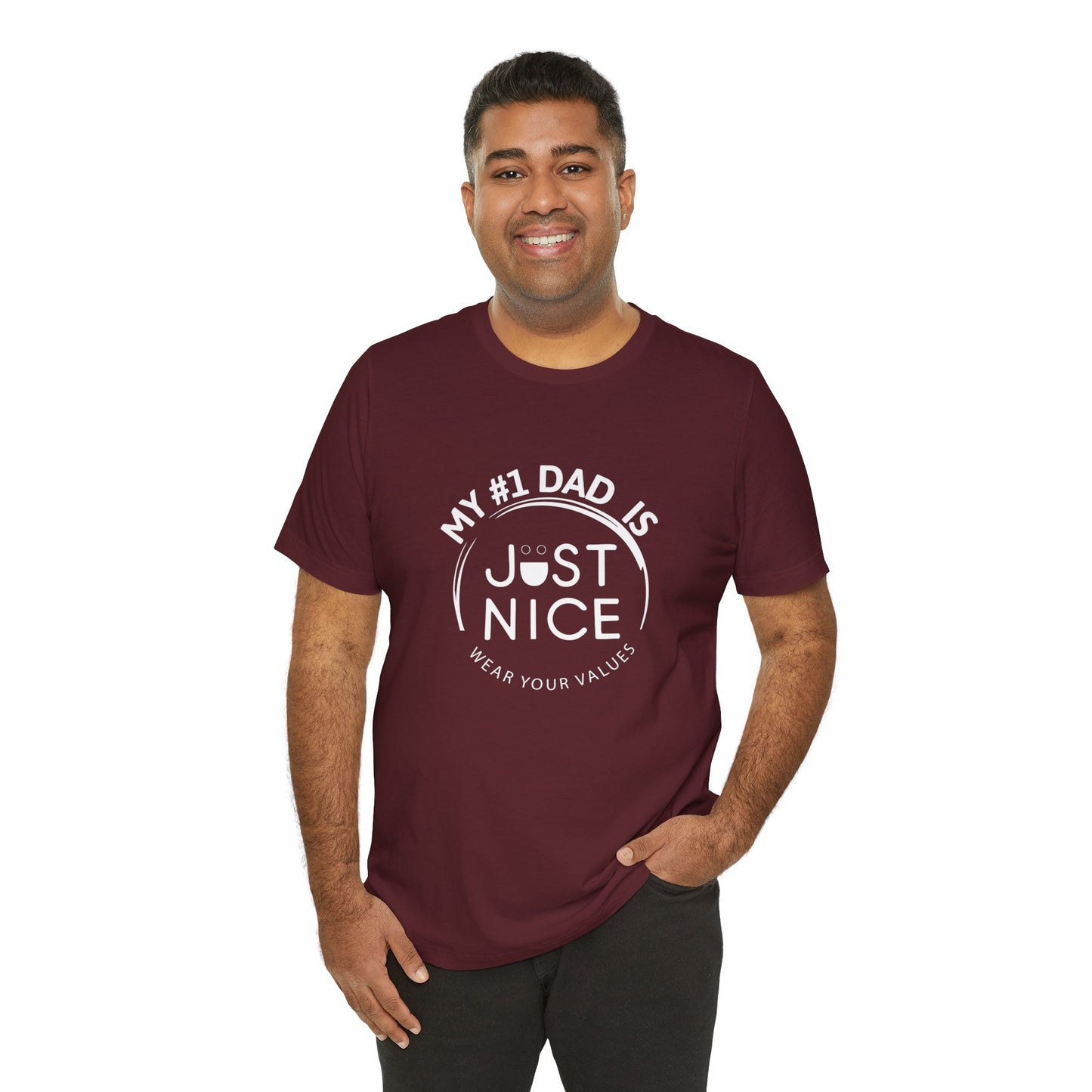 My #1 Dad Is Just Nice T-Shirt, Father's Day Gift, Dad Joke Tee, Holiday Apparel, Gift for Dad, Unisex Short Sleeve Top