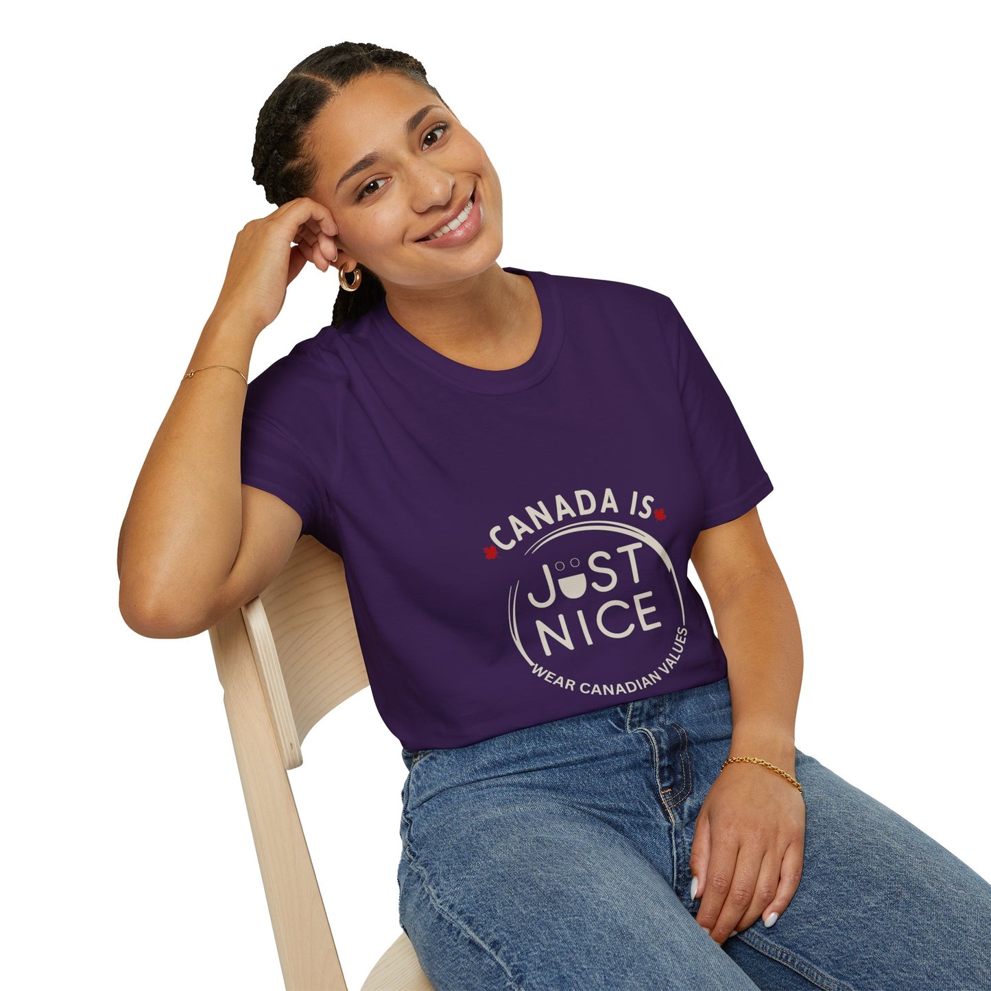 Unisex Softstyle T-Shirt - "Canada is Just Nice" Maple Leaf Design