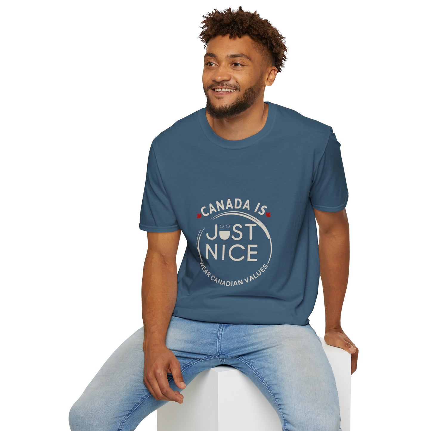 Unisex Softstyle T-Shirt - "Canada is Just Nice" Maple Leaf Design