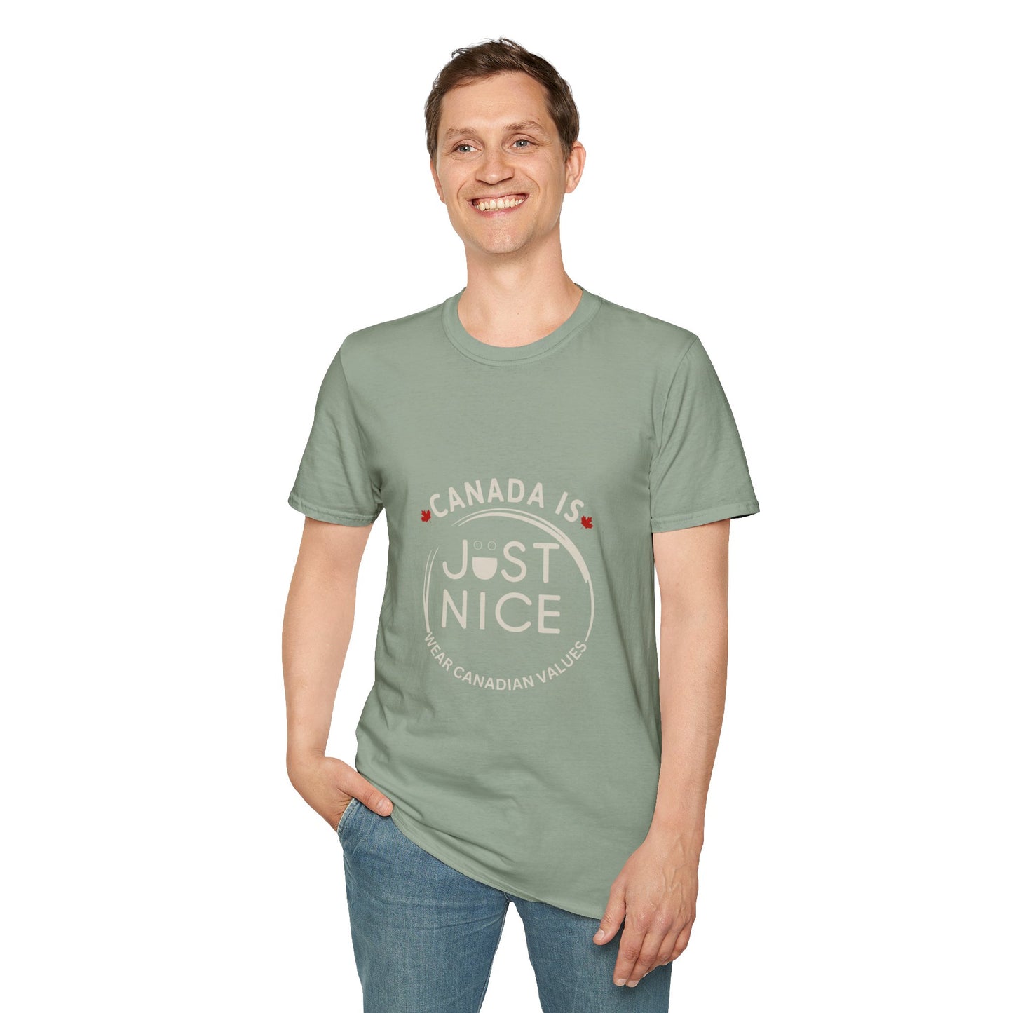 Unisex Softstyle T-Shirt - "Canada is Just Nice" Maple Leaf Design
