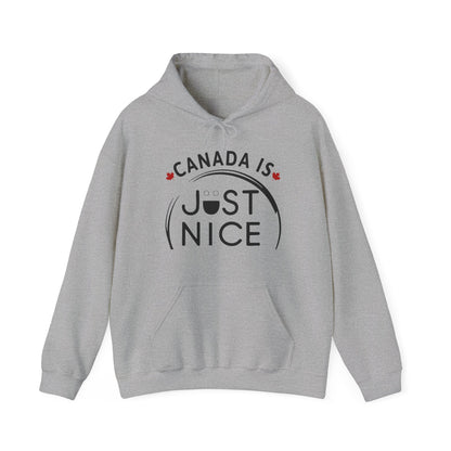 Cozy Canada Sweatshirt | Just Nice Hoodie | Unisex Pullover for Canadians | Gift for Friends | Perfect for Winter & Travel