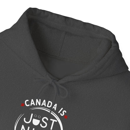 Canada Is Just Nice Hoodie - Unisex Heavy Blend™ Sweatshirt with Maple Leaf Design