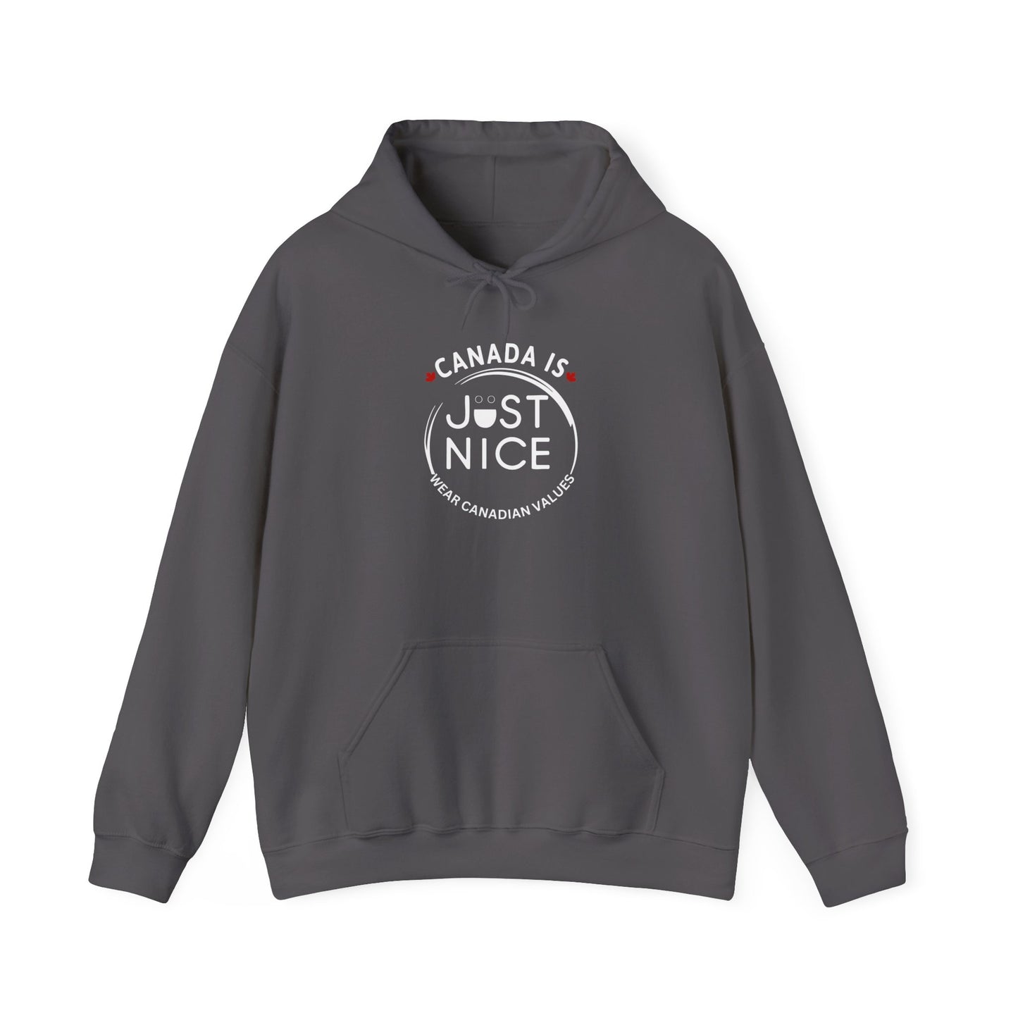 Canada Is Just Nice Hoodie - Unisex Heavy Blend™ Sweatshirt with Maple Leaf Design
