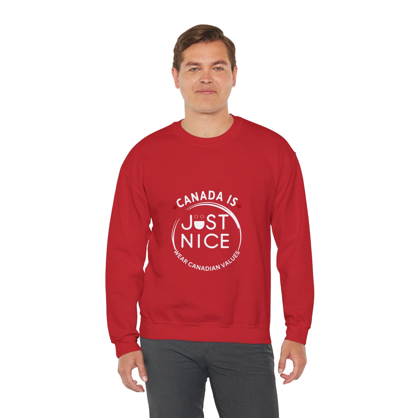 Canada Is Just Nice Crewneck Sweatshirt - Cozy Unisex Sweater for Home & Outdoor