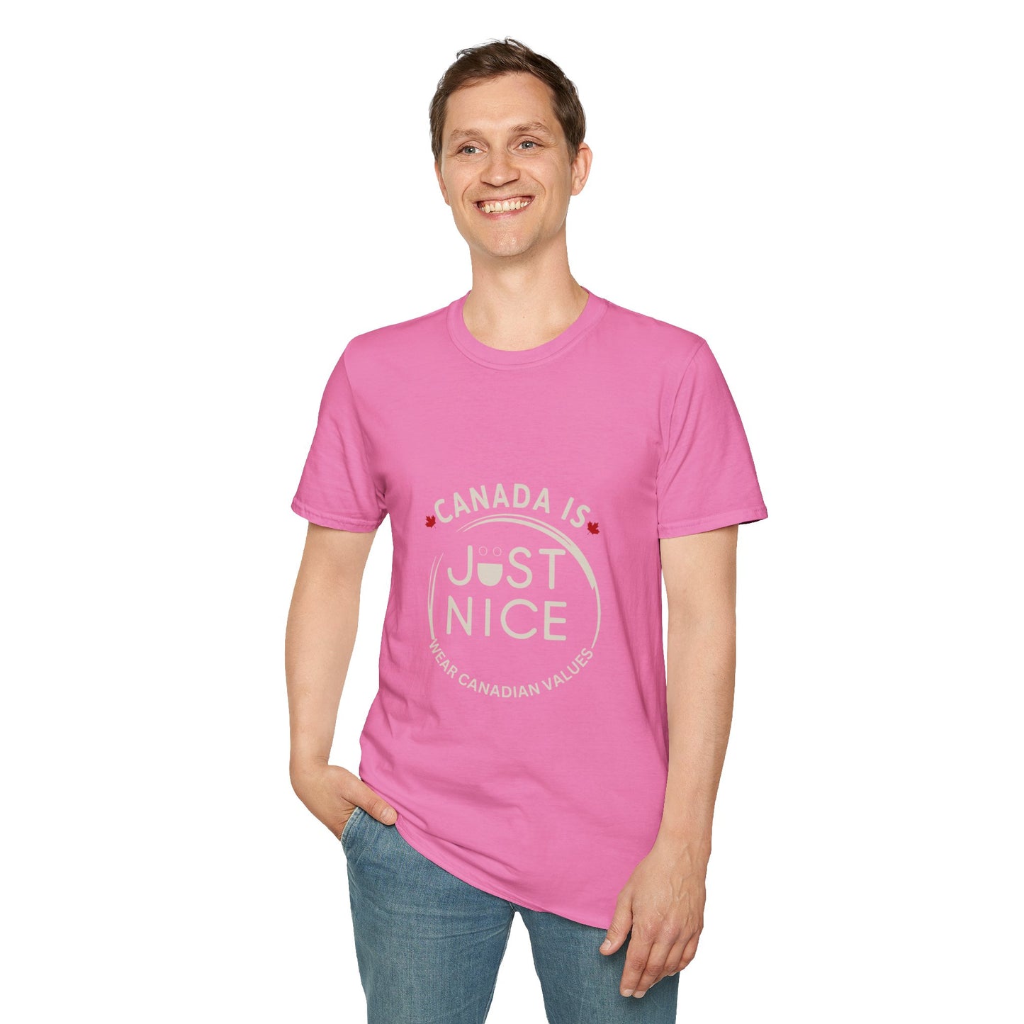 Unisex Softstyle T-Shirt - "Canada is Just Nice" Maple Leaf Design
