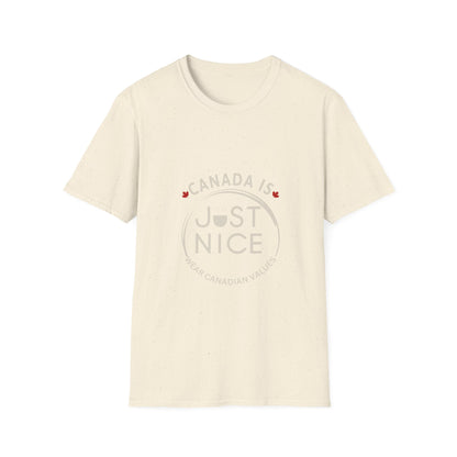 Unisex Softstyle T-Shirt - "Canada is Just Nice" Maple Leaf Design