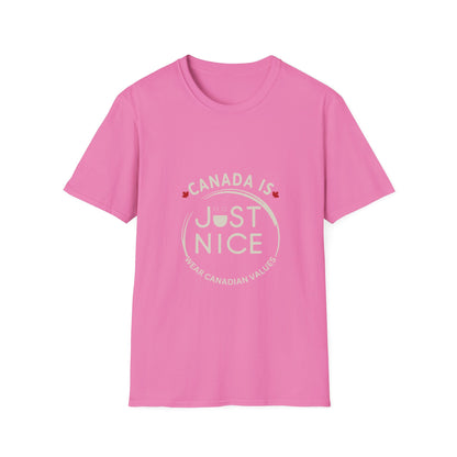 Unisex Softstyle T-Shirt - "Canada is Just Nice" Maple Leaf Design