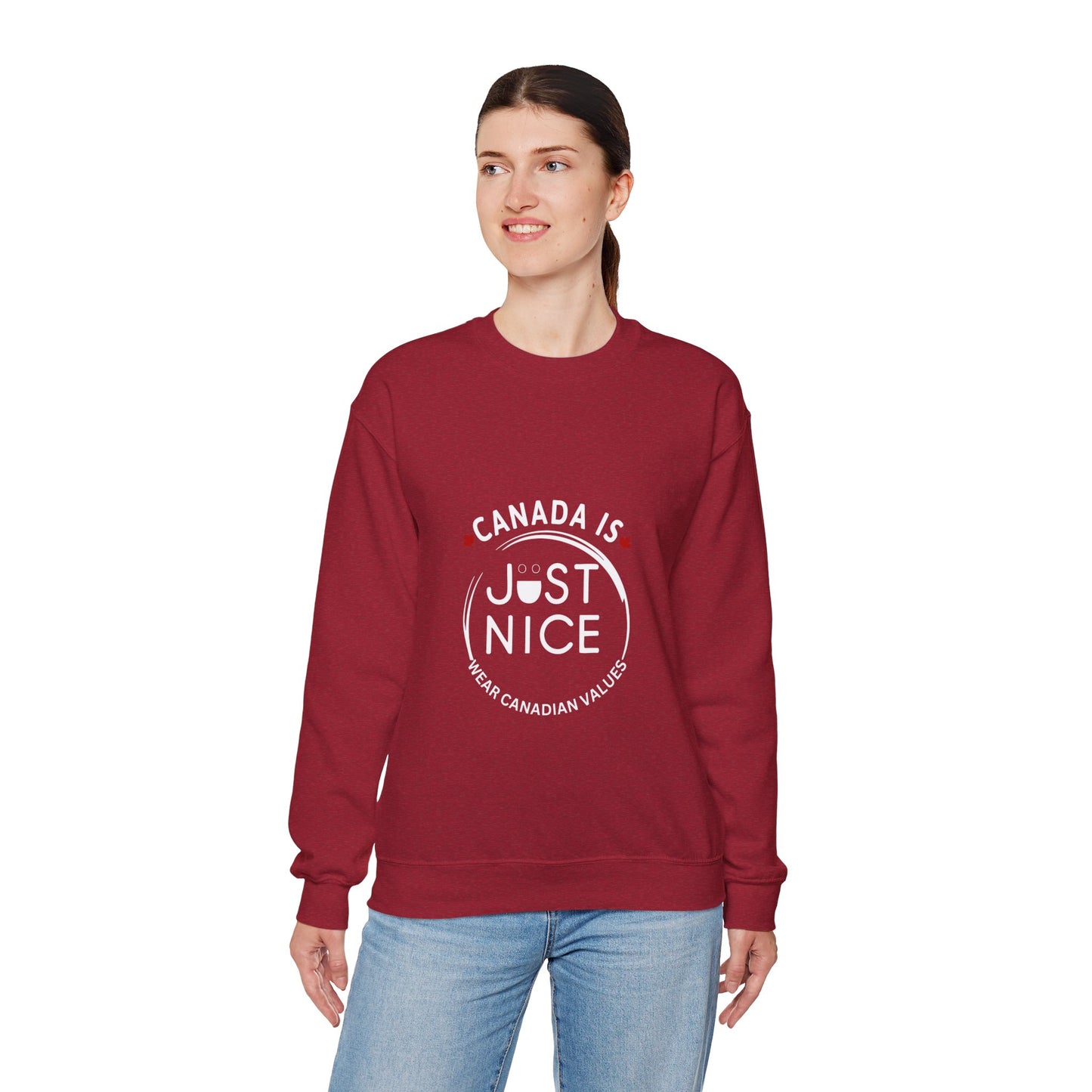 Canada Is Just Nice Crewneck Sweatshirt - Cozy Unisex Sweater for Home & Outdoor