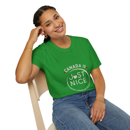 Unisex Softstyle T-Shirt - "Canada is Just Nice" Maple Leaf Design