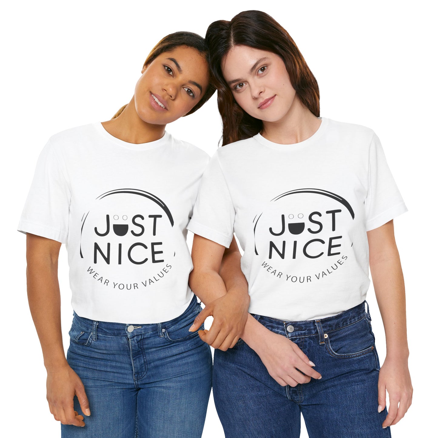 Unisex Jersey Tee - "Just Nice" Values Shirt - Casual Wear, Gift for Friends, Eco-Friendly Fashion, Everyday Comfort, Positive Vibes