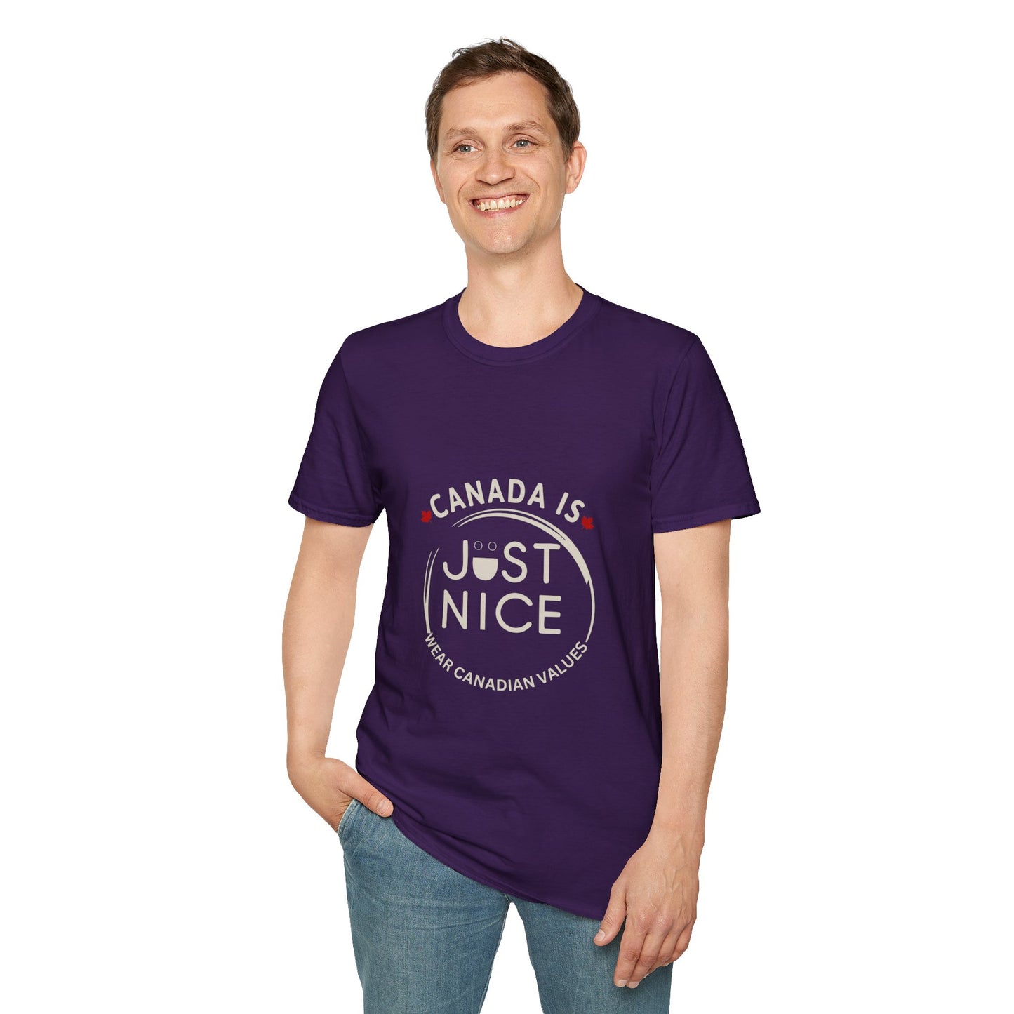 Unisex Softstyle T-Shirt - "Canada is Just Nice" Maple Leaf Design