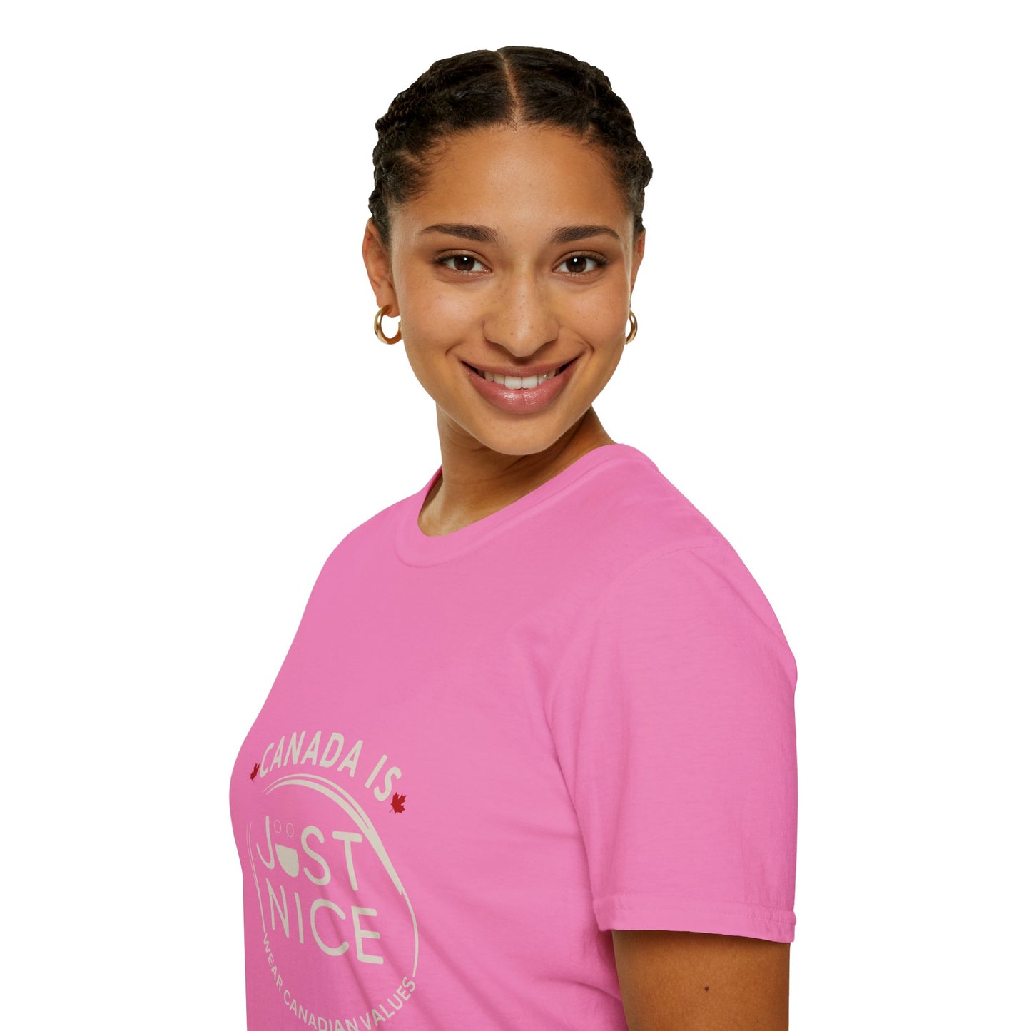 Unisex Softstyle T-Shirt - "Canada is Just Nice" Maple Leaf Design