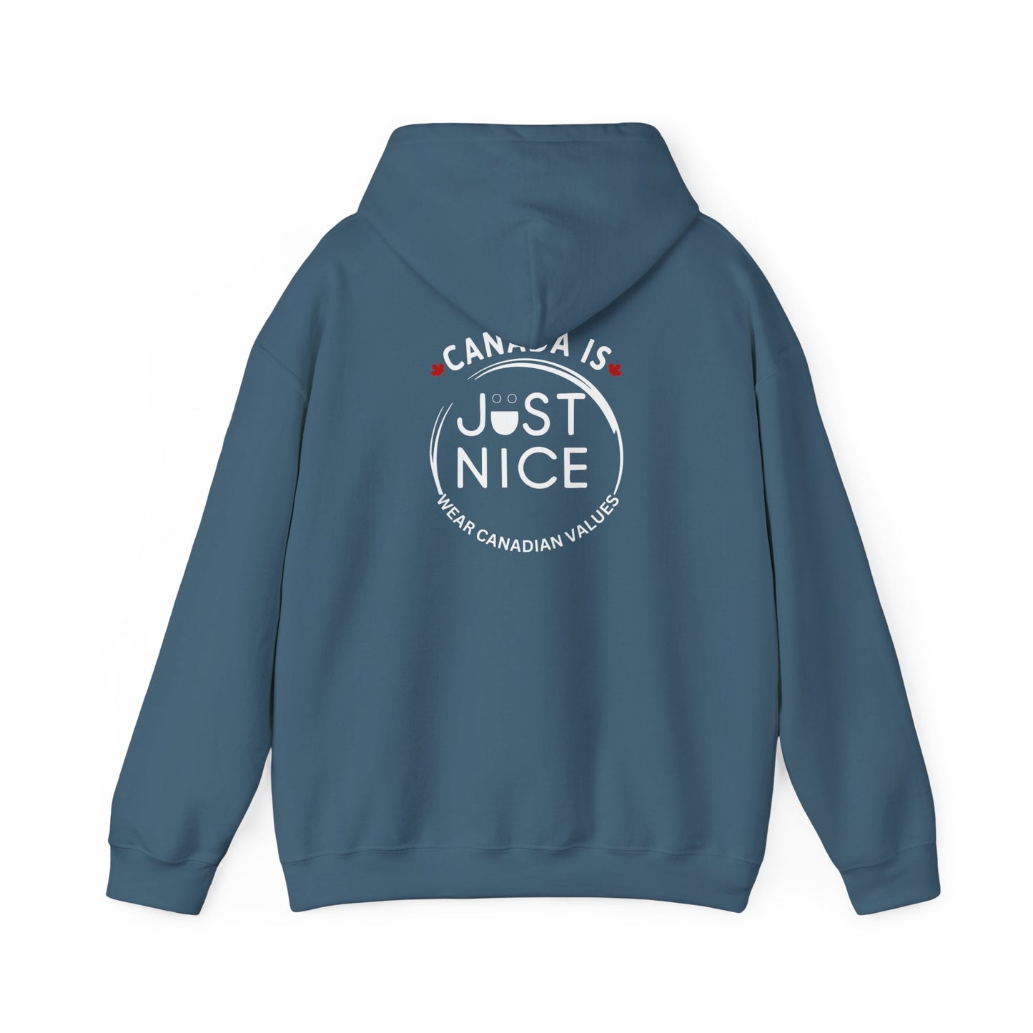 Canada Is Just Nice Hoodie - Unisex Heavy Blend™ Sweatshirt with Maple Leaf Design