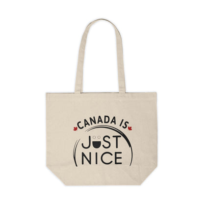 Canada Is Just Nice Tote Bag | Eco-Friendly Canvas Shopping Bag, Reusable Grocery Tote, Gift for Canadians, Cute Travel Bag,