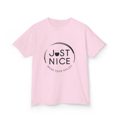 Kids Graphic Tee, Just Nice Cotton T-Shirt, Everyday Casual Wear, Perfect for Birthdays, Fun Gift for Kids, Playful Style