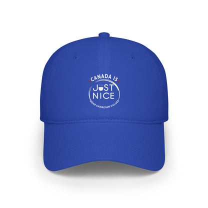 Stylish Low Profile Baseball Cap with 'Just Nice' Design, Casual Hat for Outdoor Lovers, Gift for Birthdays, Sports Cap, Trendy Headwear